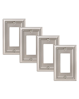 #ad DEWENWILS Decorator Outlet Covers 4 Pack Satin Nickel Outlet Wall Plates Metal $16.99