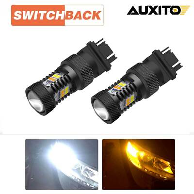 AUXITO Super Bright LED Turn Signal Light Bulbs Switchback 3157 4157 Amber White $18.99