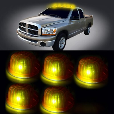 #ad 5x Cab Roof Running 1313A Amber Round Cover5050 SMD 168 Ice LED for GMC 12V $11.43