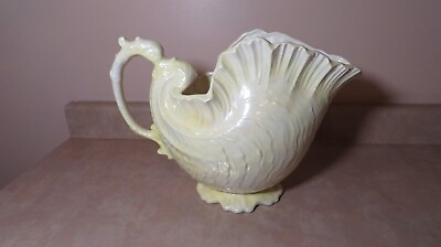 #ad Vintage Large Ceramic Nautical Shell Shaped Pitcher Planter Center Piece $45.00