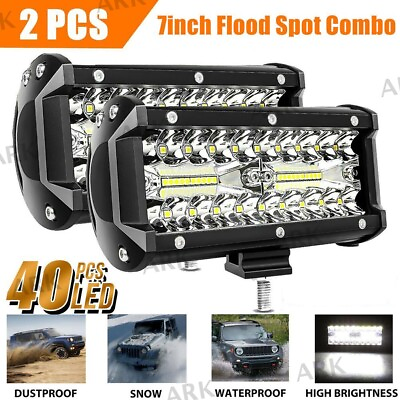 #ad 2x 7Inch 20000W LED Work Light Bar Flood Spot Pods Offroad Fog Driving ATV Truck $17.85