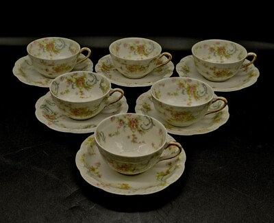 #ad 12pc Haviland Limoges Porcelain 6 Tea Cups amp; 6 Saucers quot;The Princessquot; $199.00