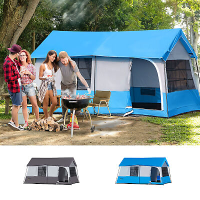 #ad 10 Man Camping Tent with Removable Rain Fly Cover Mesh Windows Carry Bag $229.00