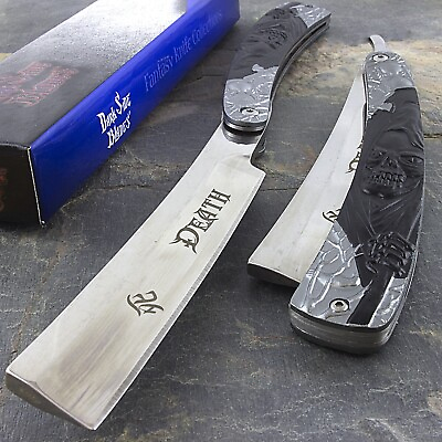 #ad 10quot; DEATH GRIM REAPER STRAIGHT RAZOR STAINLESS STEEL FOLDING KNIFE Fantasy Blade $8.95