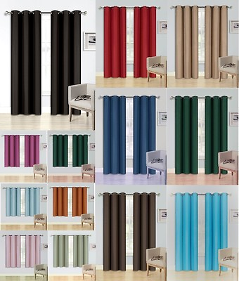 #ad 2PC Insulated Foam Lined Heavy Thick Blackout Grommet Window Curtain Panels KK92 $18.70