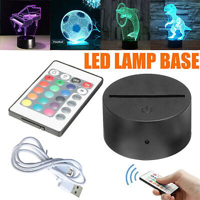 #ad USB Touch 3D Lamp Base Night Light 7 Colors Change Lamp Panel Remote Control $10.19