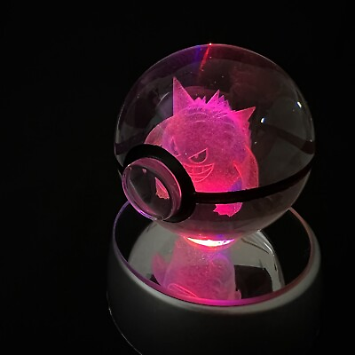 #ad 50 80MM 3d print inside crystal ball Gengar Pikachu Pokeball LED Pokemon Gift $35.00