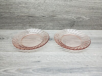 #ad Set Of 2 9quot; Pink Depression Glass Plates Made In Mexico $15.00