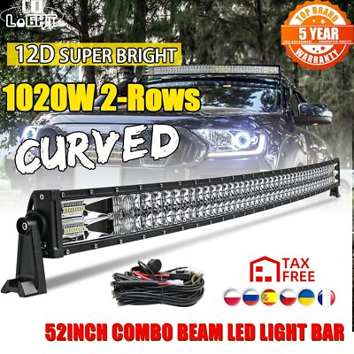 #ad 52 50 42 32 22quot; Curved LED Light Bar Flood Spot Beam Work Driving Offroad 4x4WD $133.16