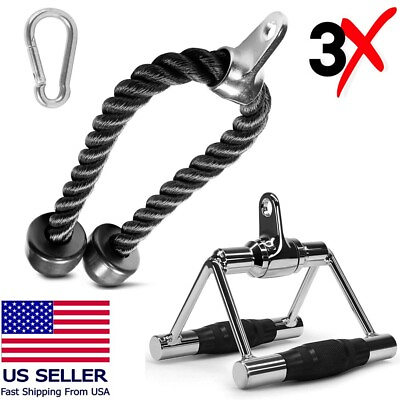 #ad Double D Rotating Row Handle Cable Attachment Weight Workout Gym LAT Pull Down V $31.99