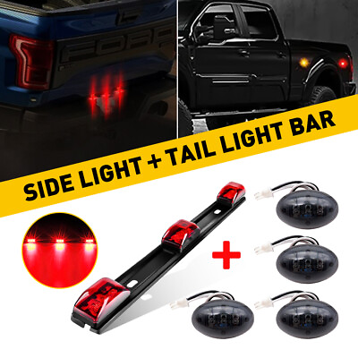 For Ford 99 10 F350 Smoked Redamp;Amber LED Dually Bed Fender LightsTail Light Bar $27.99