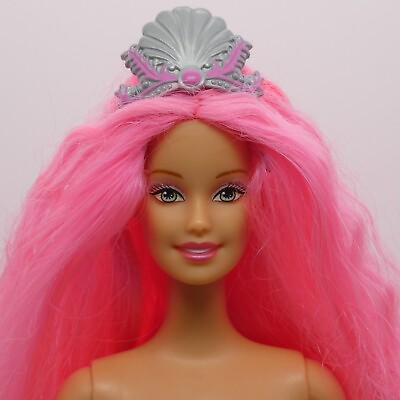 #ad Barbie Mermaid Fantasy Doll Pink Hair Crown Articulated Tail 2003 Mattel 56759 $34.99