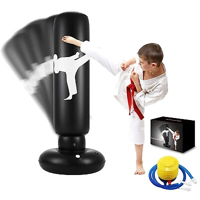 #ad Punching Boxing Bag for Kids 63 Inch Freestanding Boxing Inflatable Punching $13.96