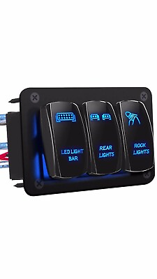 #ad DaierTek LED Light Bar Switch Panel 3 Gang Rocker Switch Panel 12V Toggle Swit $20.95