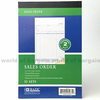 #ad SALES ORDER Book 50 Sets 2 Part Purchase Receipt CARBONLESS Duplicate Copy C080 $7.95