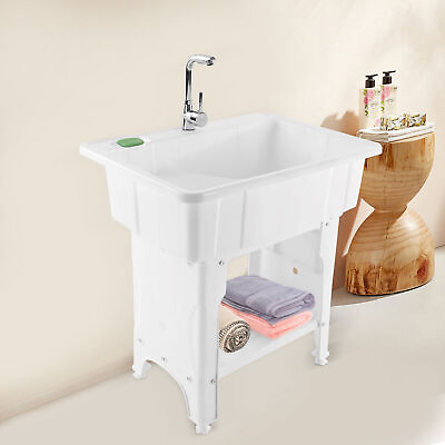#ad Freestanding Laundry Sink with Washboard Indoor amp; Outdoor Utility Sink W Faucet $139.65