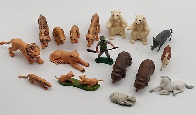 #ad Lot of 16 Vintage Britains Animals Wild Life and 1 Human Figure $11.99