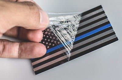 #ad ALUMINUM Thin Blue Line Sticker Emblem American Flag Law Enforcement Emblem $6.64