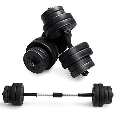 #ad 66Lbs 2 in 1 Adjustable Dumbbell Set Strength Training Set Home Gym Exercise $98.49