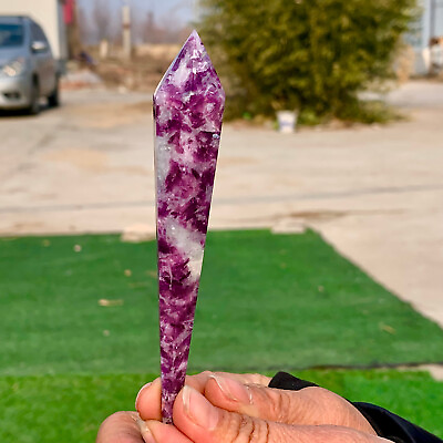 #ad 46G Natural lepidolite Crystal Quartz Single End Terminated Wand Point Healing $25.06