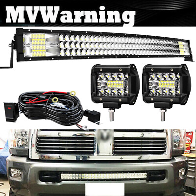 #ad #ad Lower Bumper 30 32quot; 180W LED Curved Light Bar Wiring Kit For Dodge RAM 2500 3500 $58.42
