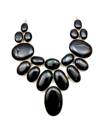 #ad Natural Black Onyx Silver Overlay Handmade jewelry $20.49