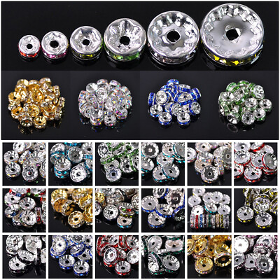 #ad Wholesale Czech Crystal Rhinestone Rondelle Loose Spacer Beads 4 5 6 8 10 12mm $3.98