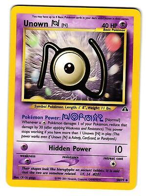 #ad Unown N 50 75 Neo Discovery 2001 Light Play LP $3.49
