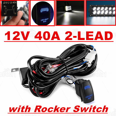#ad Wiring Harness Kit for LED Work Light Bar Pods 12V ON OFF Rock Switch Relay Loom $13.99