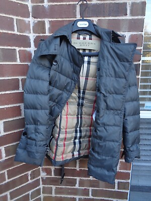 #ad Burberry women Gray Grey Goose Down Puffer Jacket coat XS $289.99