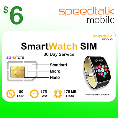 #ad Speedtalk Smartwatch SIM Card 5G 4G LTE Senior amp; Kids Smart Watches Nationwide $6.00