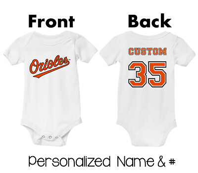 #ad Baltimore Orioles PERSONALIZED Newborn Baby Bodysuit Shirt Custom Kids Tee $19.95