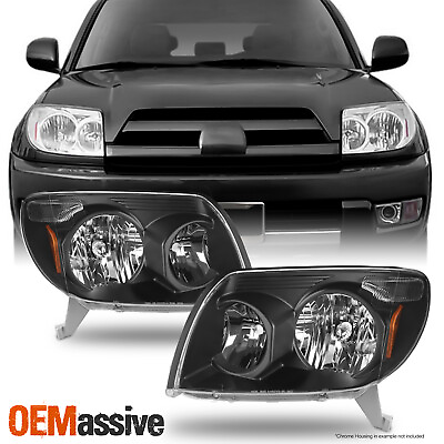 #ad Fits 03 05 Toyota 4Runner Black Headlights Lamps Replacement Pair 2003 2005 $97.99