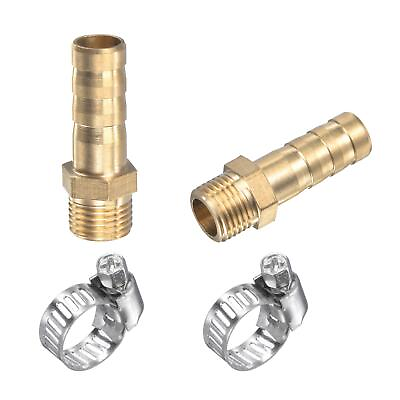 #ad 2 Set Brass Hose Fittings Straight 8mm Barb x G1 8 Male Thread with Hose Clamps $6.44