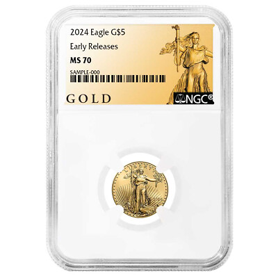 #ad 2024 $5 American Gold Eagle 1 10 oz NGC MS70 ER ALS Label $370.35