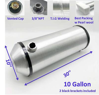 #ad Aluminum Spun 10quot;x30quot; Fuel Tank Gas Tank 10 Gallons End Fill 3 8quot; NPT $129.65