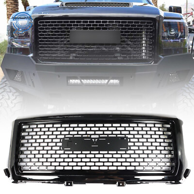 #ad Front Hood Center Grill Glossy Fit For 2014 2015 GMC Sierra 1500 Black Honeycomb $97.94