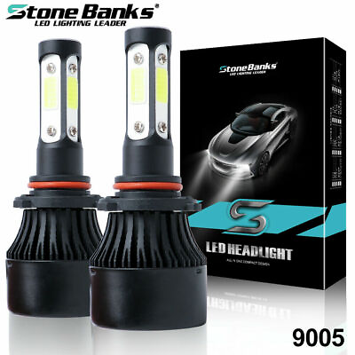 #ad 2pcs 9005 LED Headlight Kit 4 Sided COB LED 440W High amp; Low Beam Light Bulb $13.77