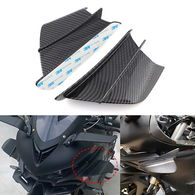 #ad Universal Motorcycle Carbon Fiber Winglets Air Deflector For BMW Honda Yamaha $18.59