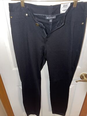 #ad INC International Concepts Black Pants Size 12 Zip front Straight Leg Stretch $20.00