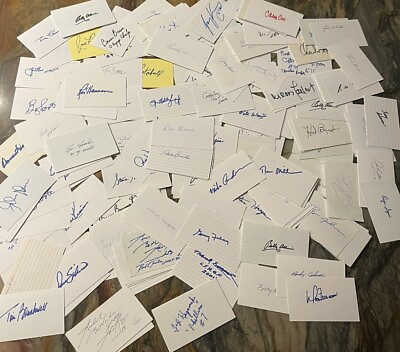 #ad Lot Of 341 Signed 3x5 Sports Index Cards Baseball Football Basketball Celebs $349.99