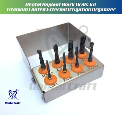 #ad Dental Implant Black Drills Kit Titanium Coated External Irrigation Organizer $64.99