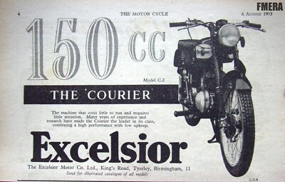 #ad Original EXCELSIOR 150cc #x27;Courier C2#x27; Motor Cycle ADVERT : Vintage 1953 Print AD GBP 2.47
