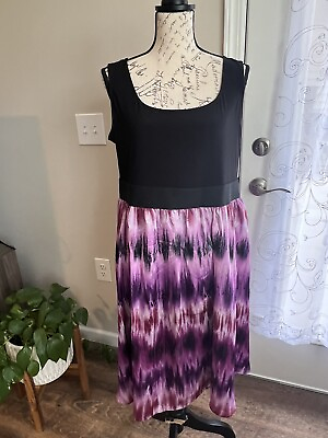 #ad Lane Bryant Women’s Sleeveless Dress Black Purple Size 14 16 Summer Casual $19.77