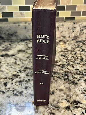 #ad Leather Old Scofield Study System KJV Oxford Holy Bible Reference Indexed 1996 $35.99