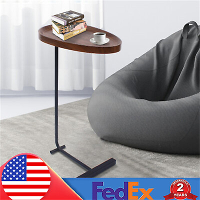 #ad Walnut End Table Modern Small Side Coffee Table Round Home Sofa Table Bedroom $51.87