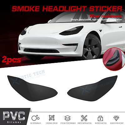 #ad Smoke Black PVC Exterior Headlight Lamp Overlay Film For Tesla Model 3 2017 2022 $18.98