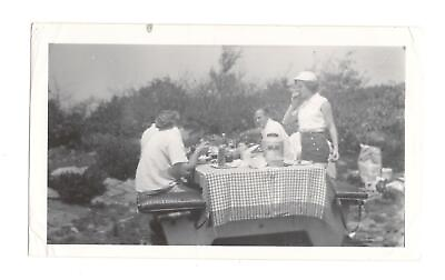 #ad Vintage 1952 Photo Woman Family Picnic High Point New Jersey 1950#x27;s R133 $5.00