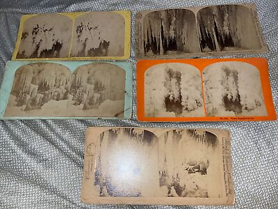 #ad 5 Antique Stereoview Card Photos: Water Nymph’s Grotto Crystal Lace Ice Work $49.00