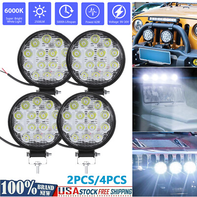 #ad 4x 4.5Inch Round LED Offroad Lights Driving Bumper Fog Lights Tractor ATV Truck $11.39